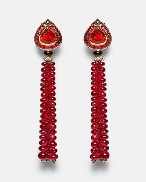 Marina B Pendientes De Oro De 18 Ct Con Opalo, Zafiro, Onix Y Diamantes - Rojo