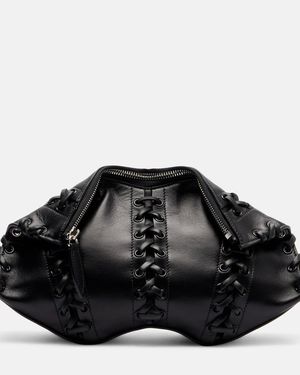 McQueen Schultertasche Manta Small Aus Leder - Schwarz