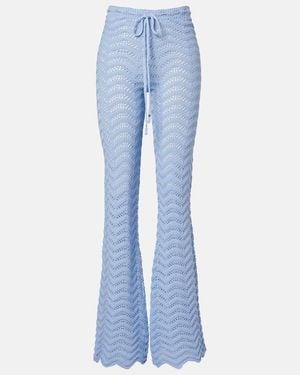 Bananhot Kim Cotton-Blend Flared Pants - Blue
