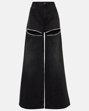 Area Crystal-embellished High-rise Wide-leg Jeans - Black