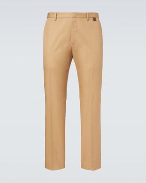 Gucci Mid-Rise Cotton Cropped Straight Pants - Natural