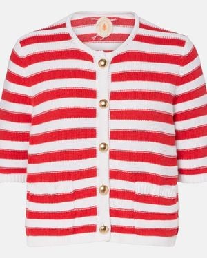 Jardin Des Orangers Striped Cotton And Cashmere Cardigan - Red