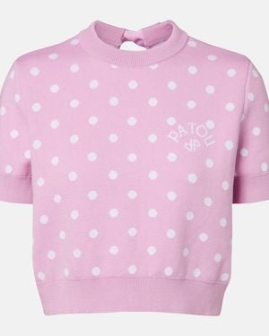 Patou Polka-Dot Cotton-Blend Sweater - Pink