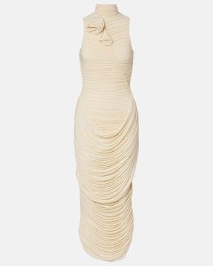 Magda Butrym Floral-Applique Draped Ruched Gown - Natural