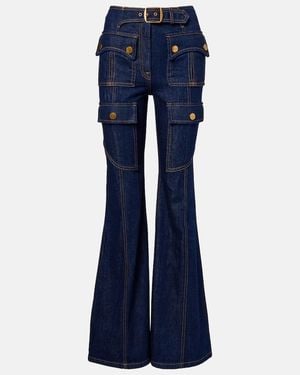 Zimmermann Luna Belted Flared Jeans - Blue