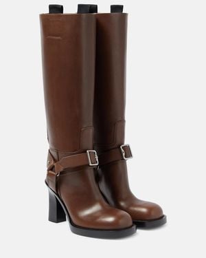 Burberry Leather Knee Boots - Brown