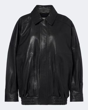 Nour Hammour Dalma Leather Blouson Jacket - Black