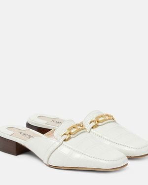 Tom Ford Whitney Croc-Effect Leather Mules - White