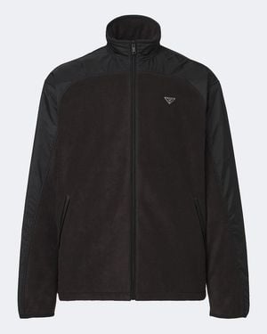 Prada Trainingsjacke Aus Re-Nylon Und Fleece - Schwarz