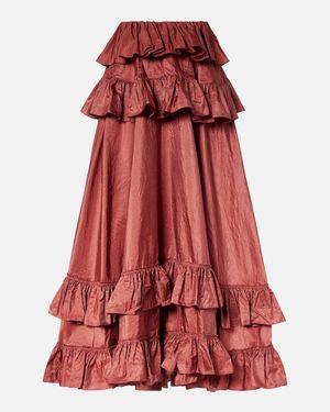 Chloé Tiered Ruffled Silk Taffeta Maxi Skirt