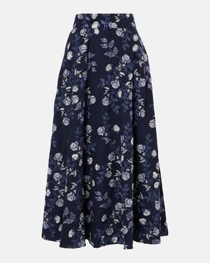 Agua Bendita Bergamot Floral Maxi Skirt - Blue