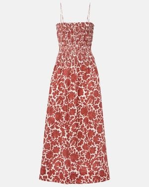 Faithfull the Brand Geriba Floral Linen Maxi Dress - Red