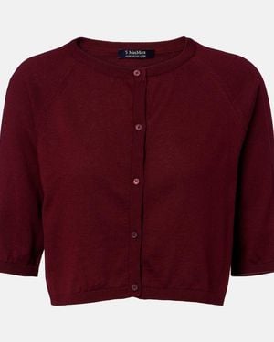 Max Mara Cardigan Cropped De Algodon, Seda Y Cachemir - Rojo