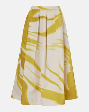 Dries Van Noten Printed Cotton Midi Skirt - Yellow