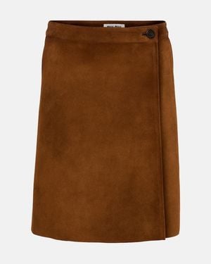 Miu Miu Suede Miniskirt - Brown