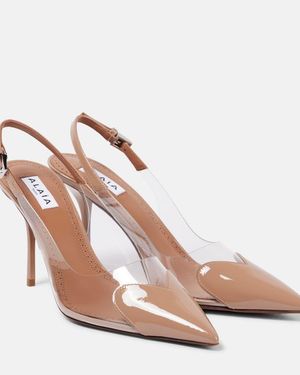 Alaïa Le Cour 90 Patent Leather And Pu Slingback Court Shoes - Brown