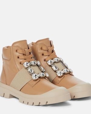 Roger Vivier Viv Desert Leather Ankle Boots - Brown