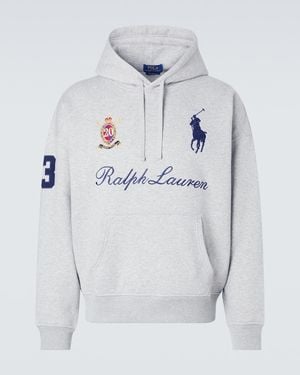 Polo Ralph Lauren Logo Cotton-Blend Jersey Hoodie - Grey