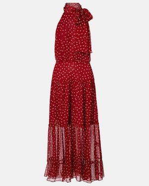 RIXO London Abi Polka-Dot Chiffon Midi Dress - Red