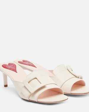 Roger Vivier Viv' Choc Leather Mules - Pink