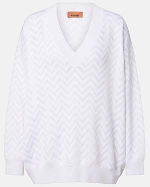 Missoni Zigzag Cotton-Blend Jumper - White