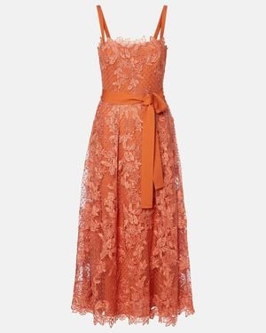 Elie Saab Embroidered Lace And Tulle Cocktail Dress - Orange