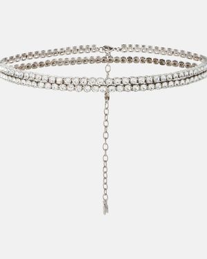 AMINA MUADDI Crystal-embellished Waist Chain - White