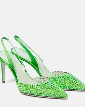 Rene Caovilla Verzierte Slingback-Pumps Aus Satin - Grün