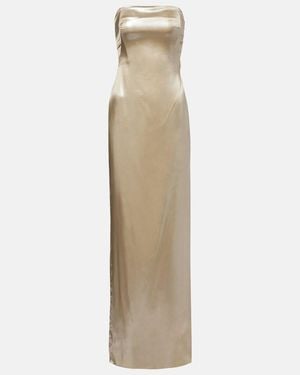 Galvan London Strapless Satin Bustier Gown - Natural