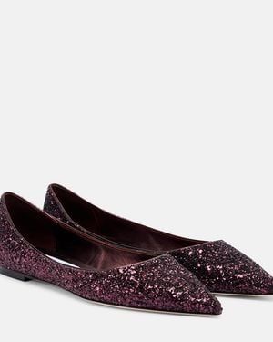 Jimmy Choo Love Glitter Ballet Flats - Purple