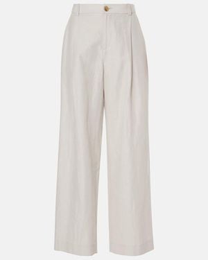 Vince High-Rise Cotton-Blend Wide-Leg Trousers - White