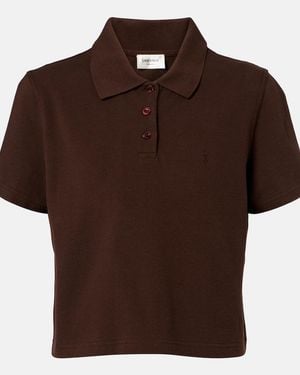 Saint Laurent Cassandre Cotton Pique Polo Shirt - Brown