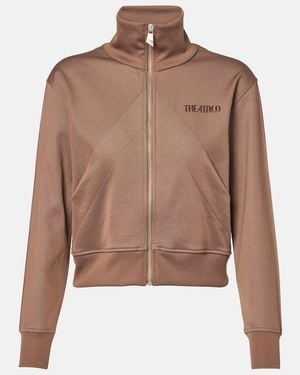 The Attico Zip-Up Cotton-Blend Fleece Sweatshirt - Brown