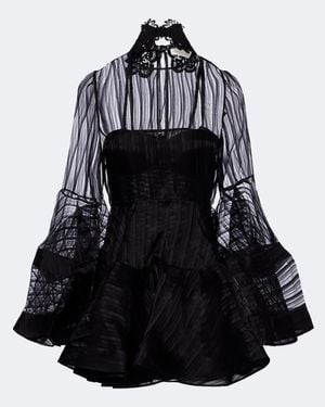 Zimmermann Minikleid Valiant Lantern Aus Seide - Schwarz