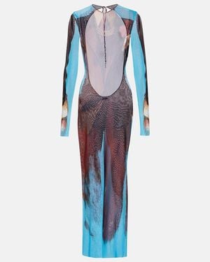 Jean Paul Gaultier Printed Sheer Maxi Dress - Blue
