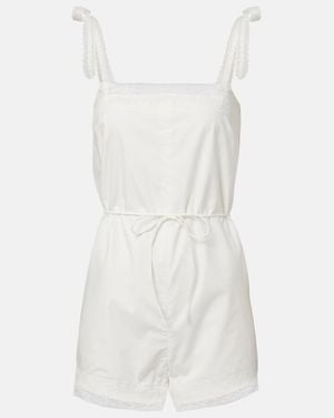 Faithfull the Brand Reine Lace-Trimmed Cotton Romper - White