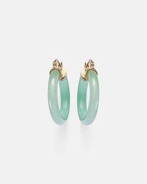 Mateo 14Kt Hoop Earrings With Jade - Blue