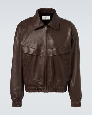 Saint Laurent Leather Bomber Jacket - Brown