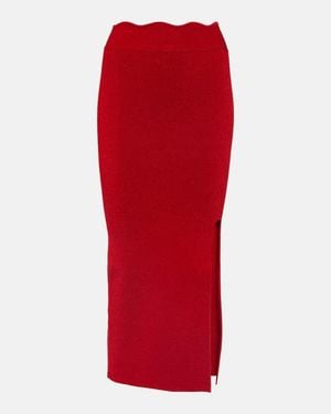 Galvan London Falda Midi Delia Festoneada - Rojo