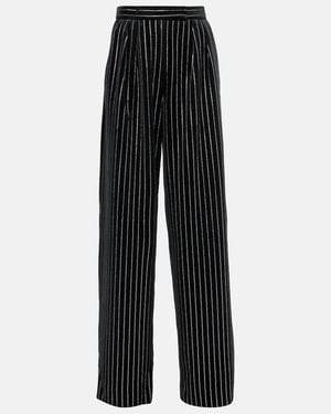 Alex Perry Embellished Velvet Straight Trousers - Black
