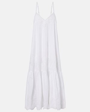 Juliet Dunn Broderie Anglaise Cotton Midi Dress - White