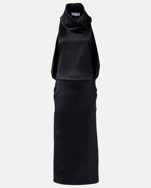 The Attico Satin Midi Dress - Black