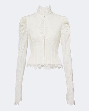 De La Vali Vitalis Lace Cotton-Blend Corset Top - White