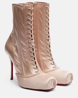 Christian Louboutin Pavlova Crepe Satin Ankle Boots - Natural