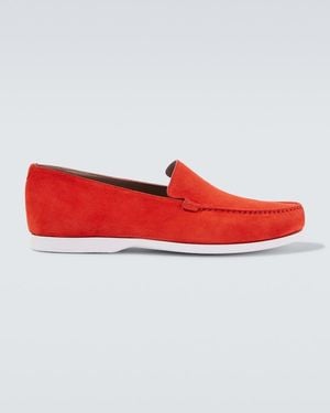 Manolo Blahnik Monaco Suede Loafers - Red