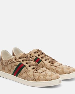 Gucci Baskets Basses En Toile Gg Stretch - Marron