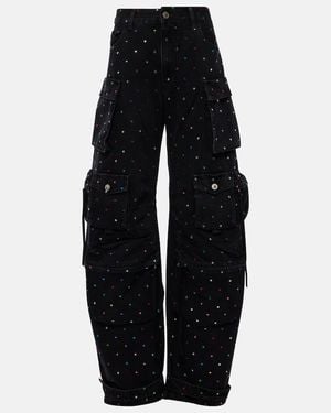 The Attico Fern Studded High-Rise Cargo Jeans - Blue