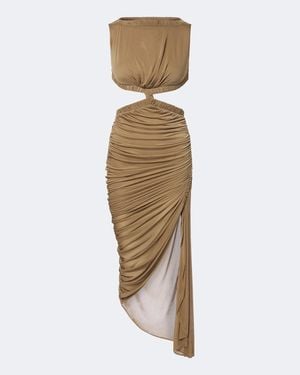 Christopher Esber Theia Cutout Draped Asymmetric Midi Dress - Metallic