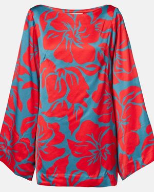 Dries Van Noten Charli Printed Satin Top - Red