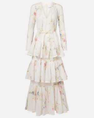 Zimmermann Lucky Floral Tiered Cotton Maxi Dress - White